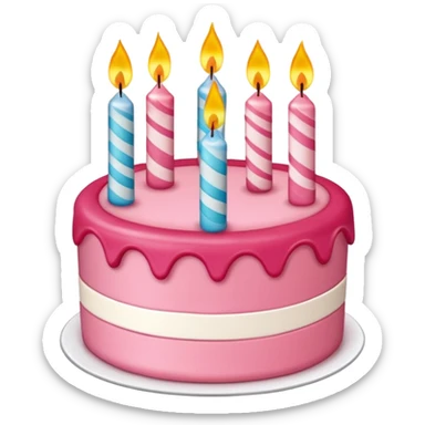 torta de cumpleaños rosada linda  que tenga velitas sticker