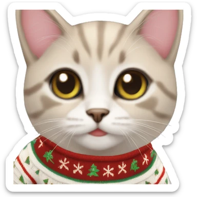 aesthetic kitten in christmas sweater sticker