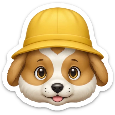 puppy dog with hat yellow sticker
