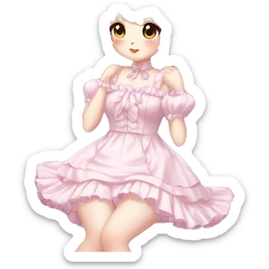 Shiny Blushing Cute Kawaii Beautiful Pastel Lolita Anime Catgirl Trending Style Cottagecore Pastelcore  full body sticker