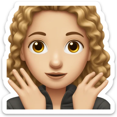 White girl with brown hair with a ring on every finger sticker