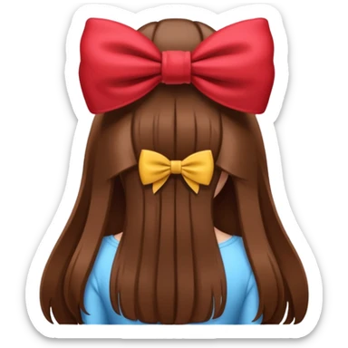 girl from behind with long brown hair with bow c sticker