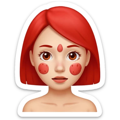 woman with red acne face sticker