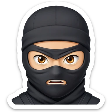 a ninja in a ski mask with an angry eye expression sticker