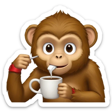 monkey sipping coffee side sticker