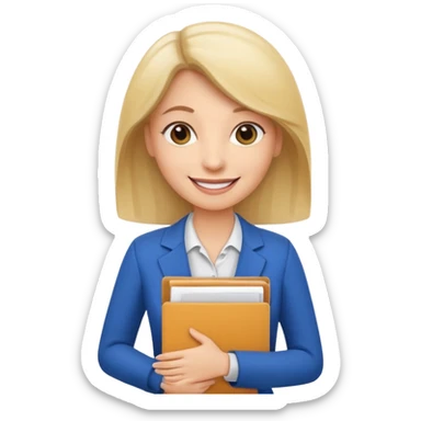business woman with file folder and documents sticker
