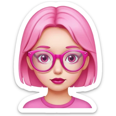 Pink strawberry girl with pink glasses sticker