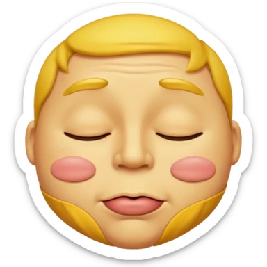 A male emoji with big fat lips with it’s eyes closed not smiling with its mouth closed and it’s yellow sticker