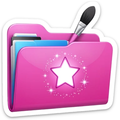  folder light sparkles pink plain with brush logo sticker