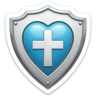 Shield with heart symbol and medical cross, representing sexual health protection sticker