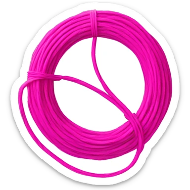 Hot pink fiber optic cable wrapped around a pink earth sticker