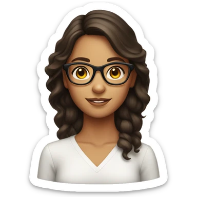 tanned brunette girl in glasses with hazel eyes  sticker