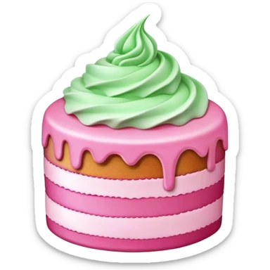 Pink cake with green cream sticker