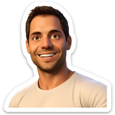 smiling boy in white shirt sticker