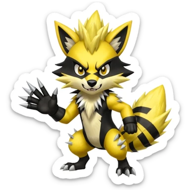 Shiny furry cool Zeraora-Lombax-Obstagoon-fusion sticker