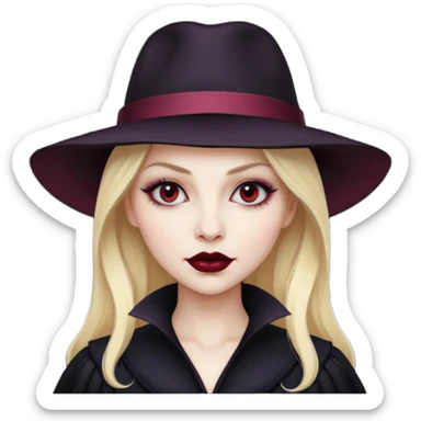 blonde vampire woman with hat sticker