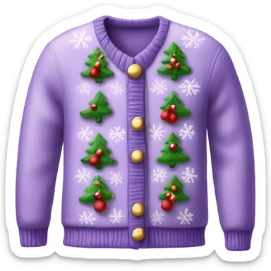 Realistic isolated lilac ugly Christmas sweater. sticker