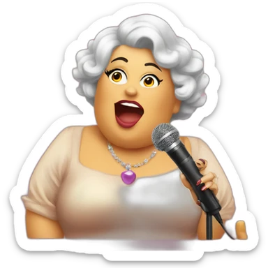 Fall themed drag queen aunt overweight talking into microphone sticker
