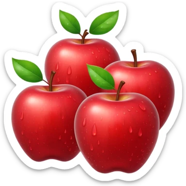 3 bi red apples with water drops on them sticker