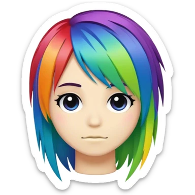 layered rainbow emo hair sticker