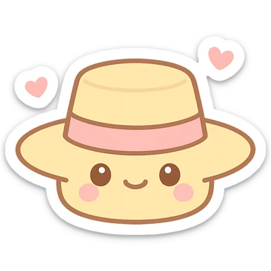 Amish straw hat, kawaii style, emoji aesthetic, cute and simple, soft pink color palette, no text sticker
