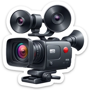 Create an emoji for video shooting. Show a video camera with a recording icon. Use modern, professional colors. Do not include any emojis or smiley faces. Make the background transparent. sticker