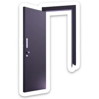 door in darkness, slightly open with a blinding, thick white light beam and glowing haze coming through, very dramatic sticker