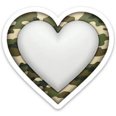 white heart with a camouflage pattern sticker