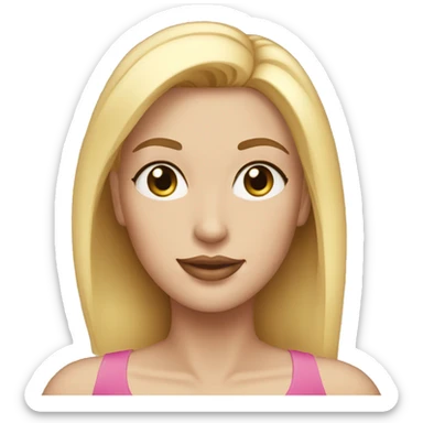 A beautiful woman with straight blonde hair, pink lips, thin eyebrows. sticker