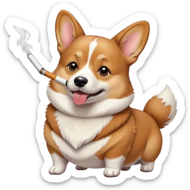 A corgi that looks Chinese smoking a cigarette  sticker