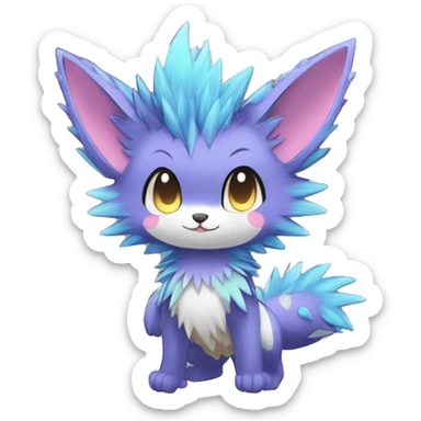 Anthro Scalie Spiky Cool Edgy Magical Shiny Colorful Pastel Sparkle Kemono-style Chibi Fantasy-Animal-Fakémon-Pokémon-Hybrid Fur Sona Aesthetic Full Body sticker