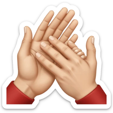 a pair of hands cracking their knuckles, by interlacing fingers, rotating the hands, and extending sticker