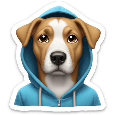 Dog wearing a hoodie sticker