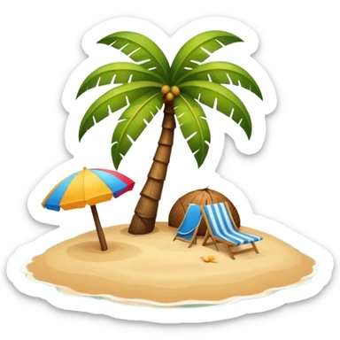 island with a coconut tree and beach sticker