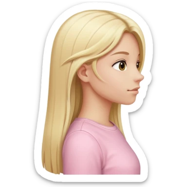 girl in light pink clothes, blonde with long straight hair, side view, variation 3 sticker