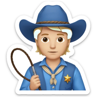 Cowboy blonde hair with blue hat and lasso sticker