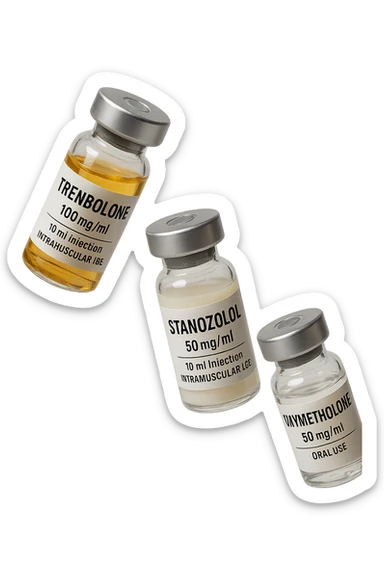 FIALE MEDICHE DI Trenbolone, stanozololo, oxymetholone FLUTTUANO IN ARIA, iperrealistico 4k, isolato su sfondo bianco sticker