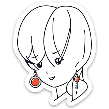 girl with black hair jewelry sticker