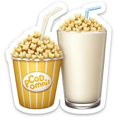 popcorn sebelah secawan susu sticker