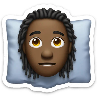 “Black man with dreadlocks, sick in bed, flushed face.” sticker
