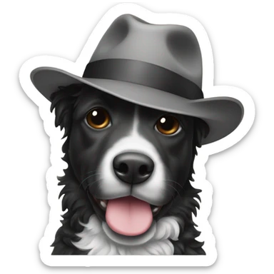 Black and white border doodle with a fedora sticker