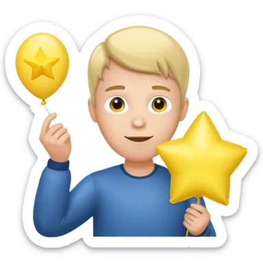 man holding star yellow balloon  sticker