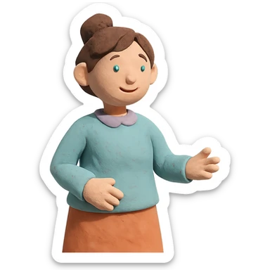 claymation style mom figure with pastel colors sticker