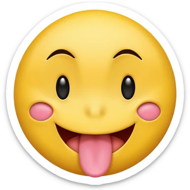 make a traditional smiley face emoji with a tongue out and eyes squinted sticker