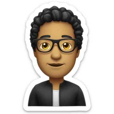 white entreprenuer with yellow tinted glasses and black hair sticker