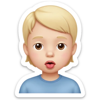 The white child is a stick at the lips, blowing sticker