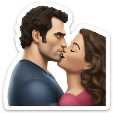 realistic photo of Henry Cavill kissing a beautiful woman  sticker