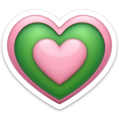pink & green heart sticker