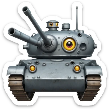tank that has an eye and a mouth  sticker