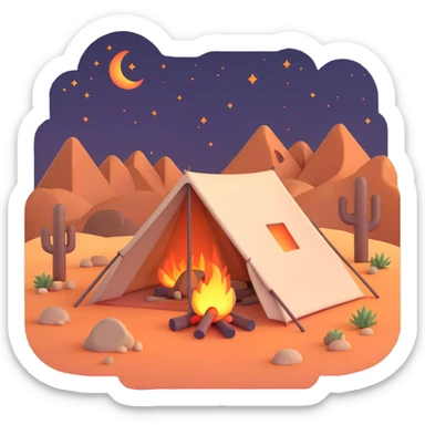 desert tent with campfire at night sticker
